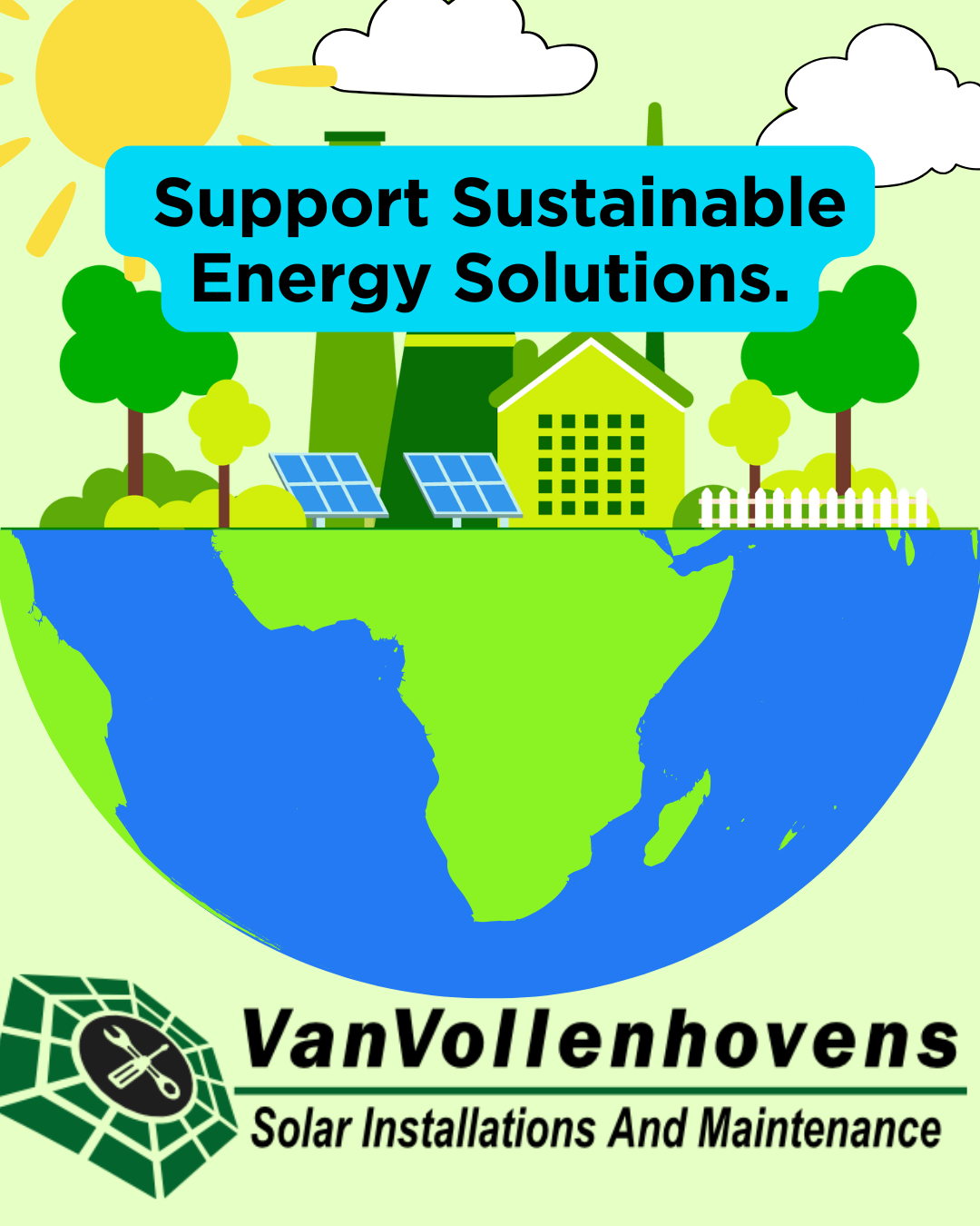 Green Clean Illustrative Sustainable Energy Promotion Instagram Post